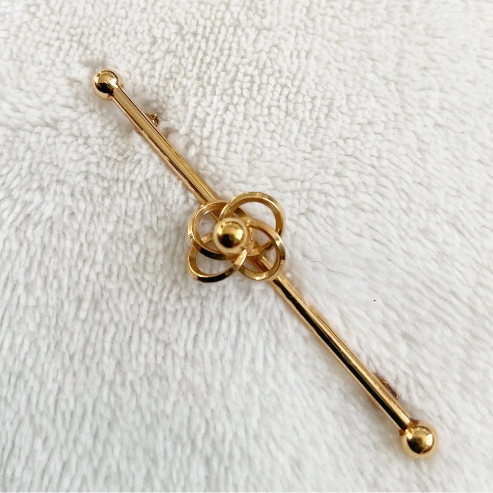 Vintage Van Dell 12K Gold Filled Bar Brooch Knot Mid Century